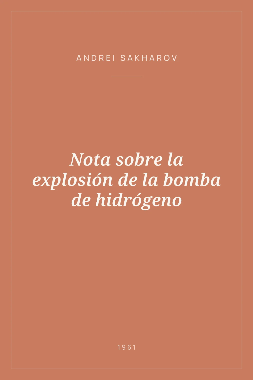 Portada de Nota sobre la explosión de la bomba de hidrógeno