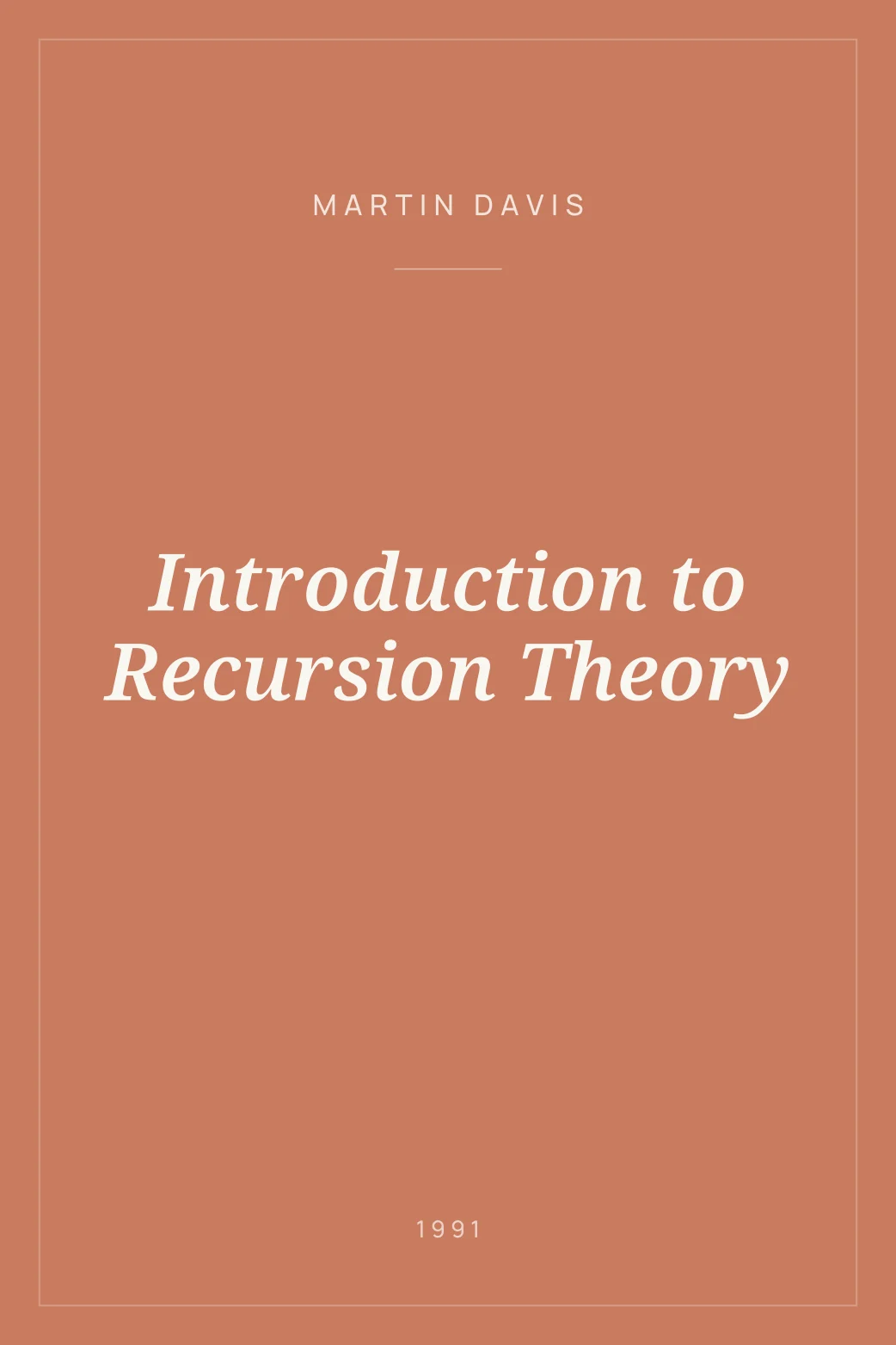Portada de Introduction to Recursion Theory