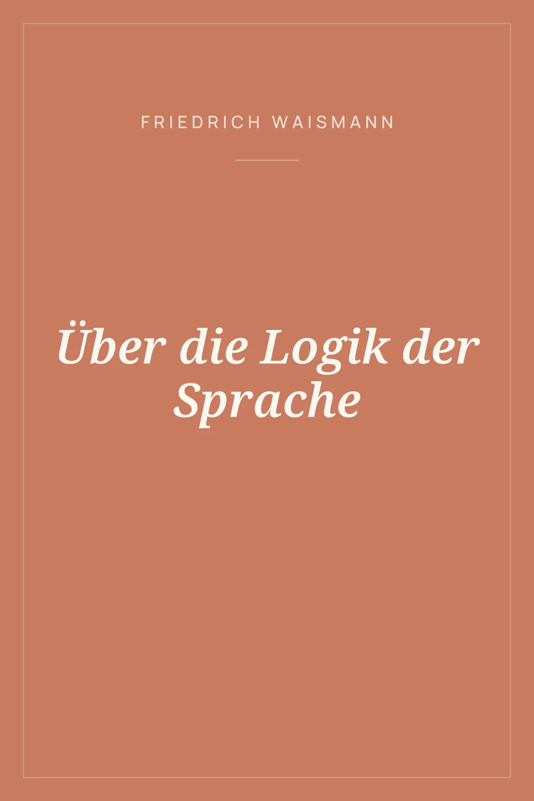 Portada de Über die Logik der Sprache