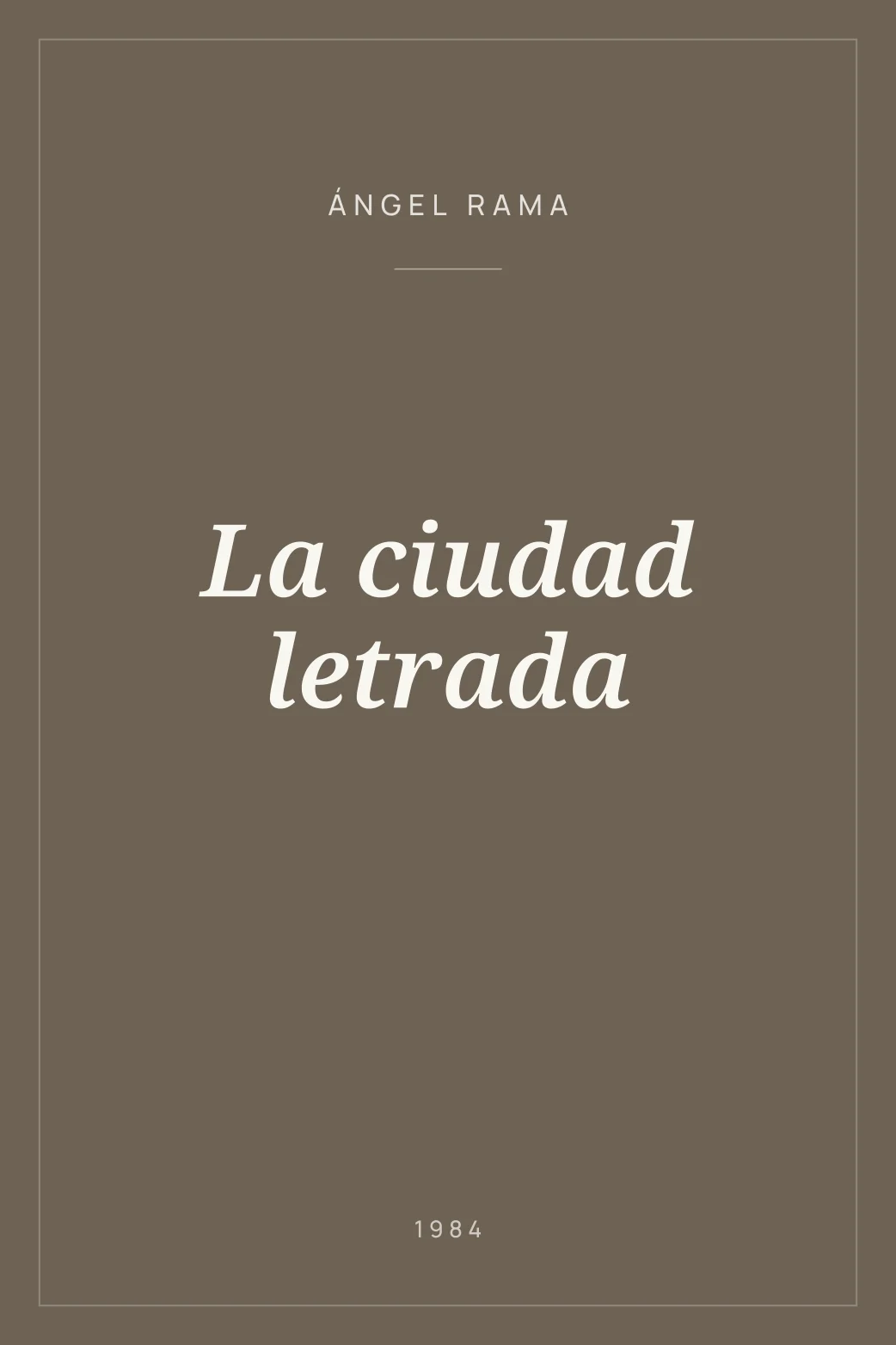 Portada de La ciudad letrada