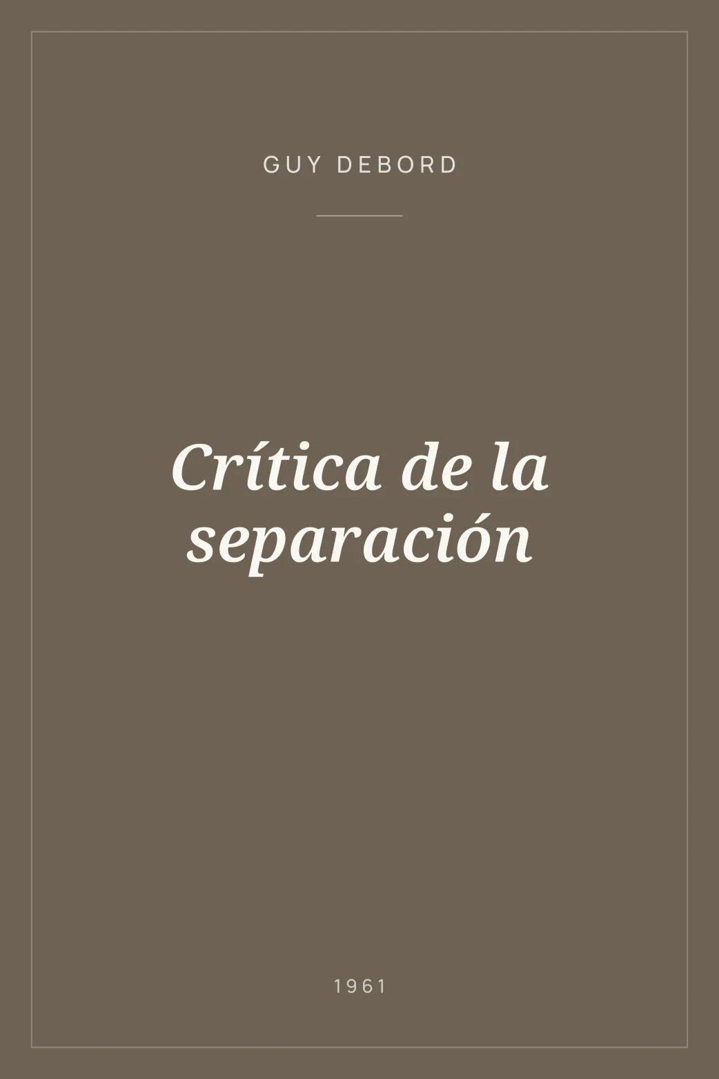 Portada de Crítica de la separación