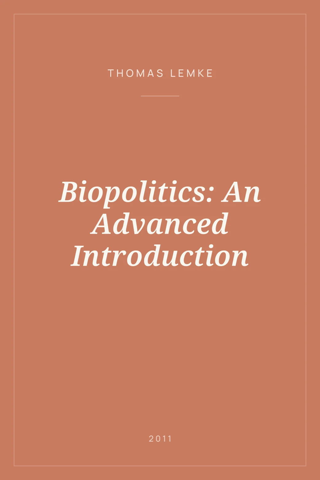 Portada de Biopolitics: An Advanced Introduction