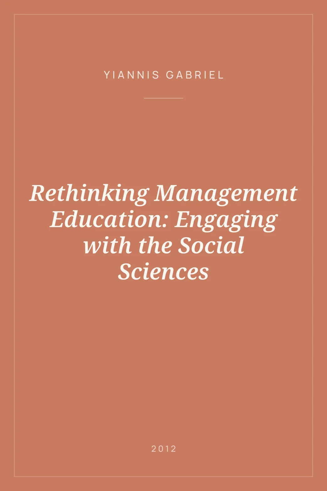 Portada de Rethinking Management Education: Engaging with the Social Sciences