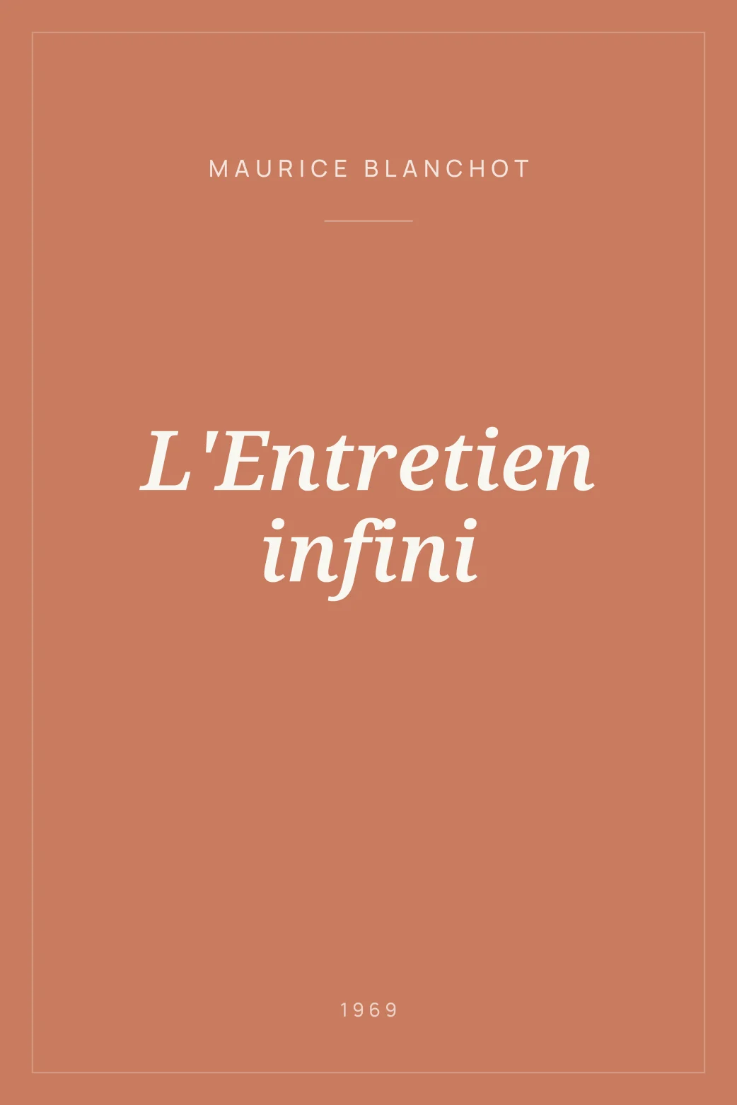 Portada de L'Entretien infini