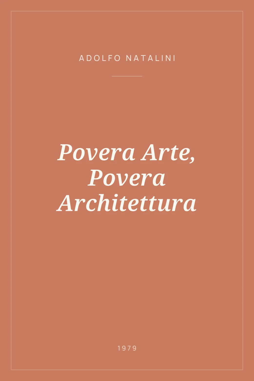 Portada de Povera Arte, Povera Architettura