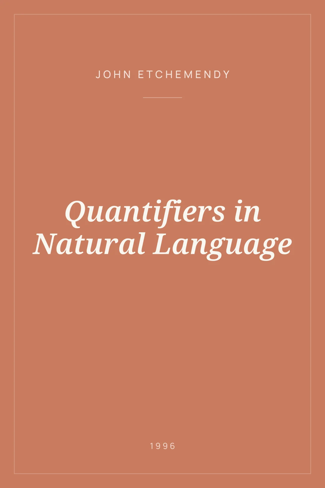 Portada de Quantifiers in Natural Language