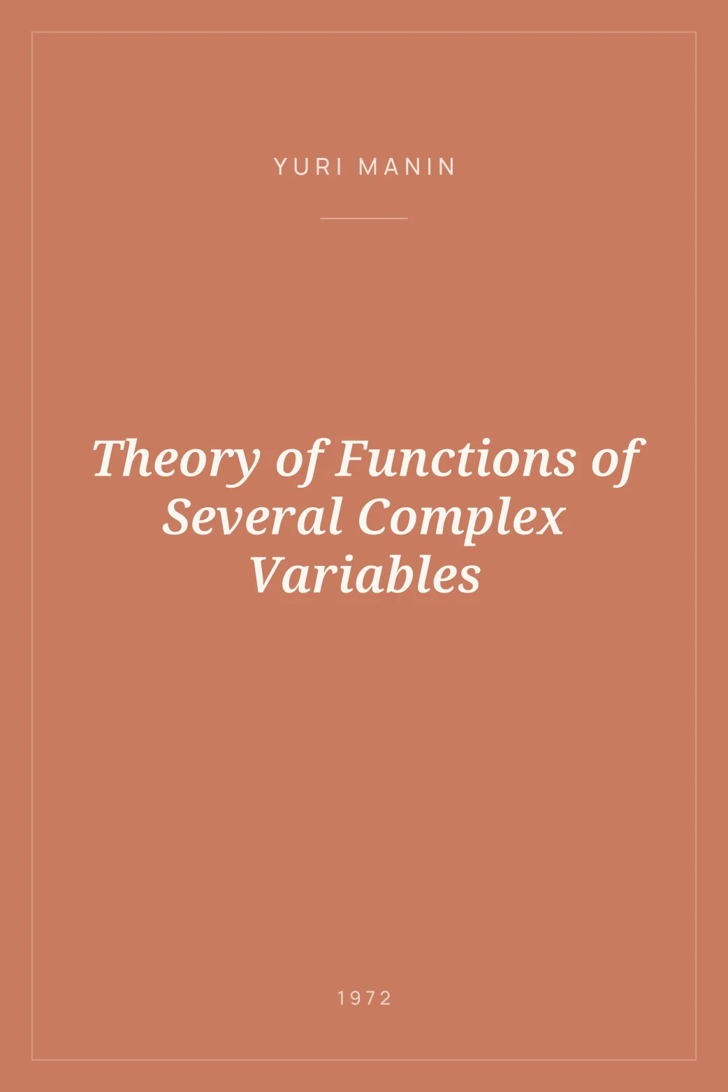 Portada de Theory of Functions of Several Complex Variables