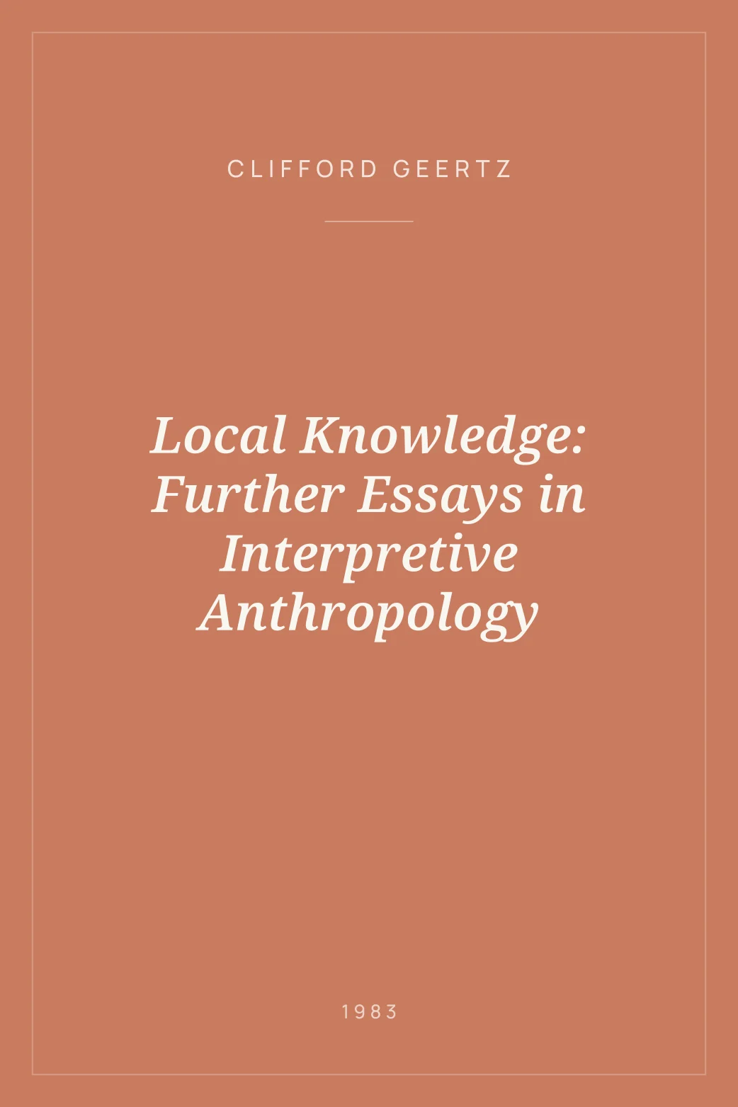 Portada de Local Knowledge: Further Essays in Interpretive Anthropology