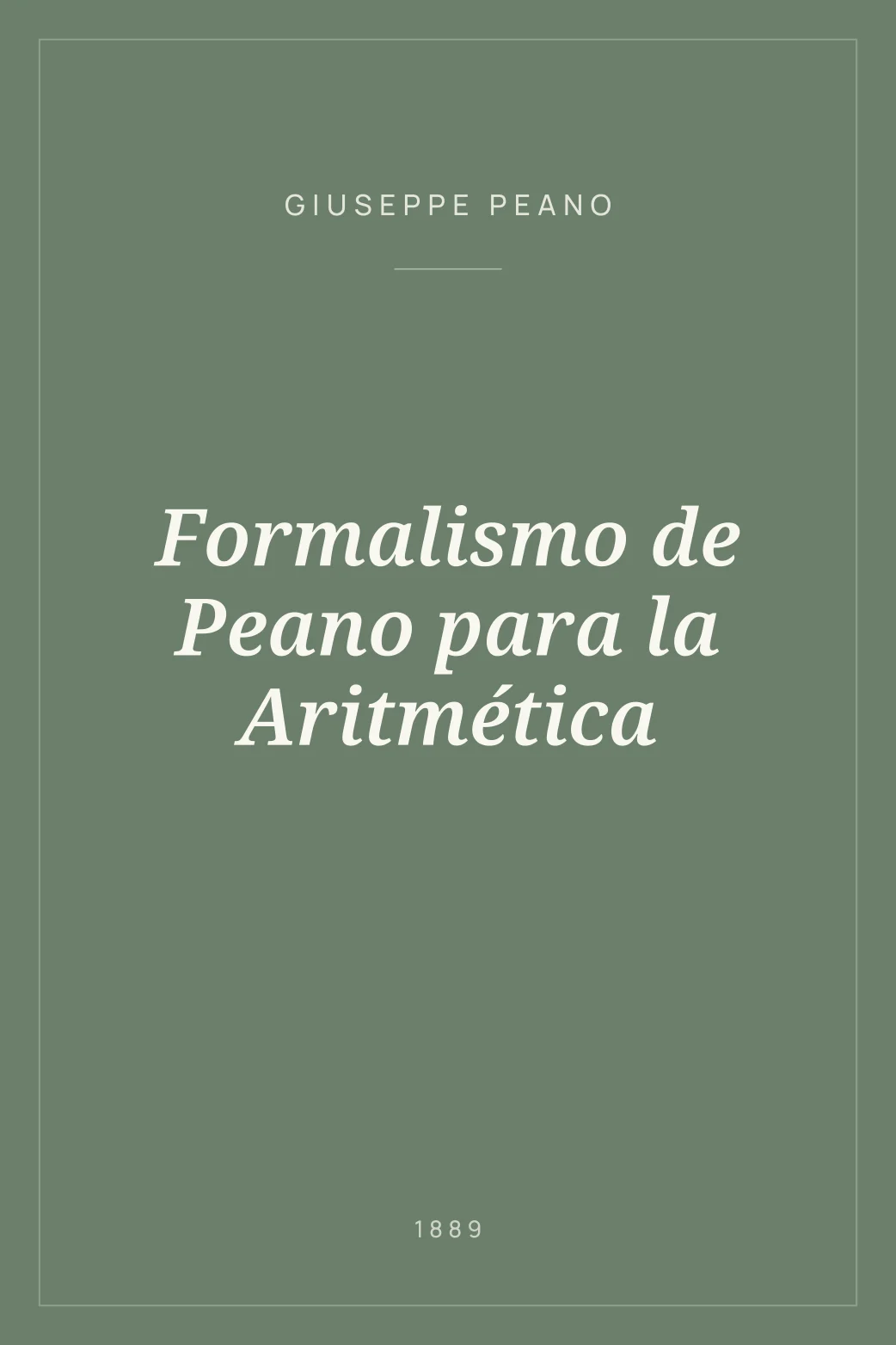 Portada de Formalismo de Peano para la Aritmética