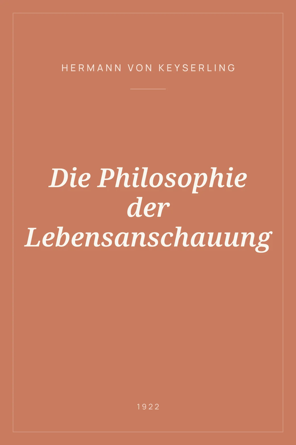 Portada de Die Philosophie der Lebensanschauung