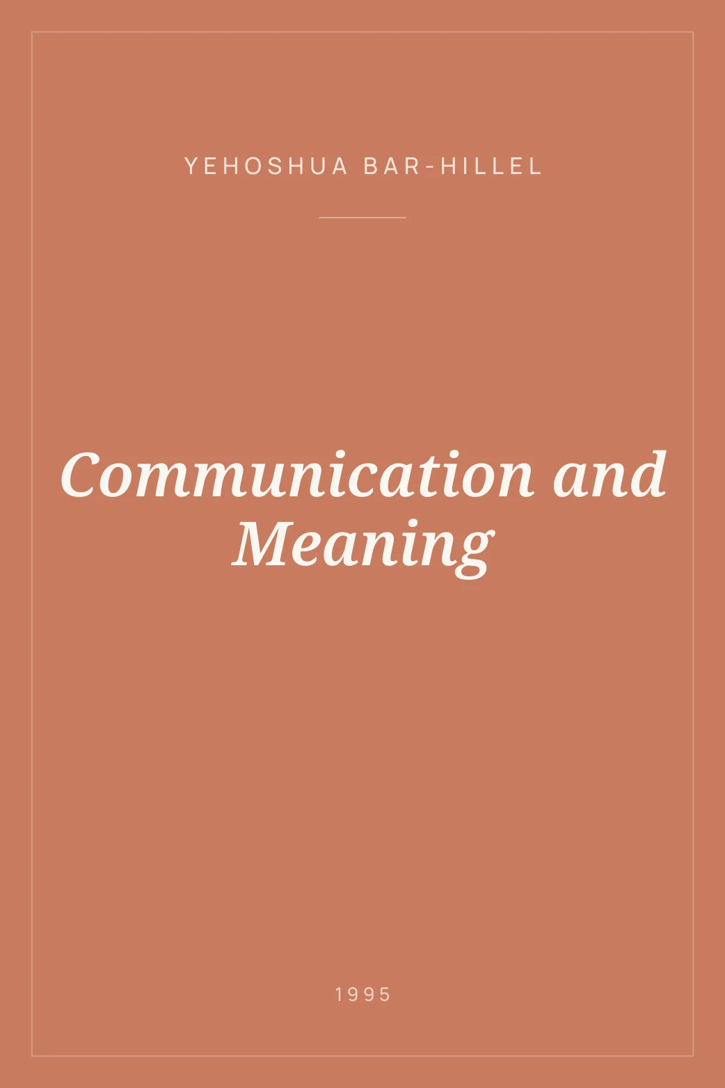Portada de Communication and Meaning