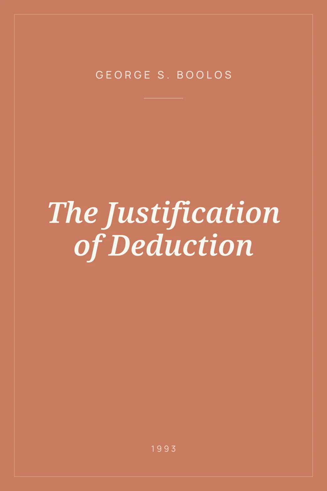 Portada de The Justification of Deduction