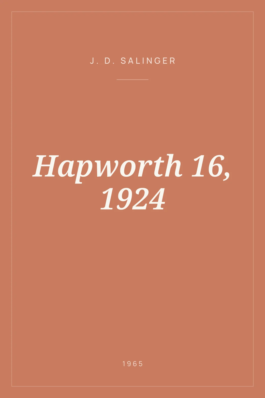 Portada de Hapworth 16, 1924