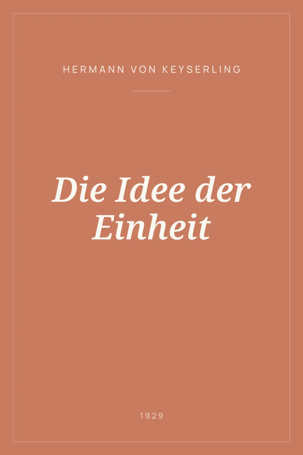 Portada de Die Idee der Einheit