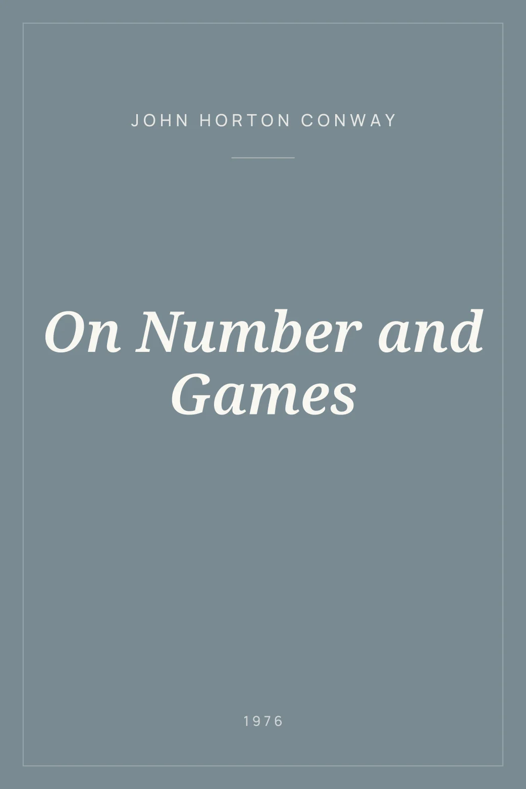 Portada de On Number and Games