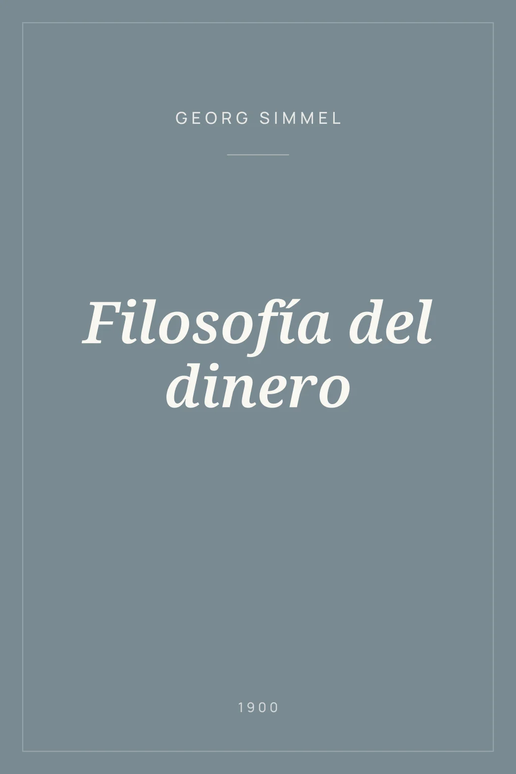Portada de Filosofía del dinero