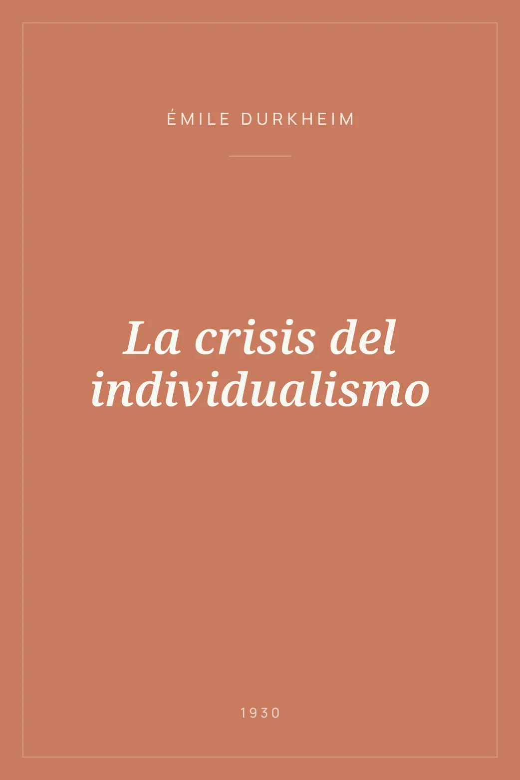 Portada de La crisis del individualismo