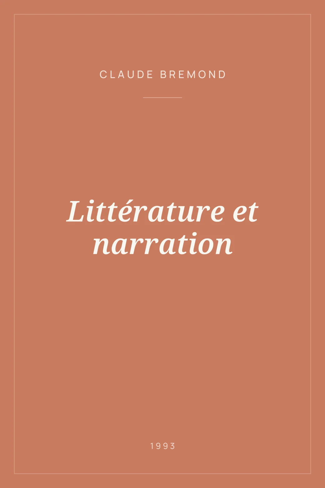 Portada de Littérature et narration