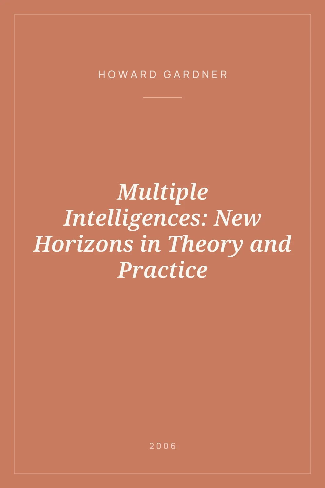 Portada de Multiple Intelligences: New Horizons in Theory and Practice