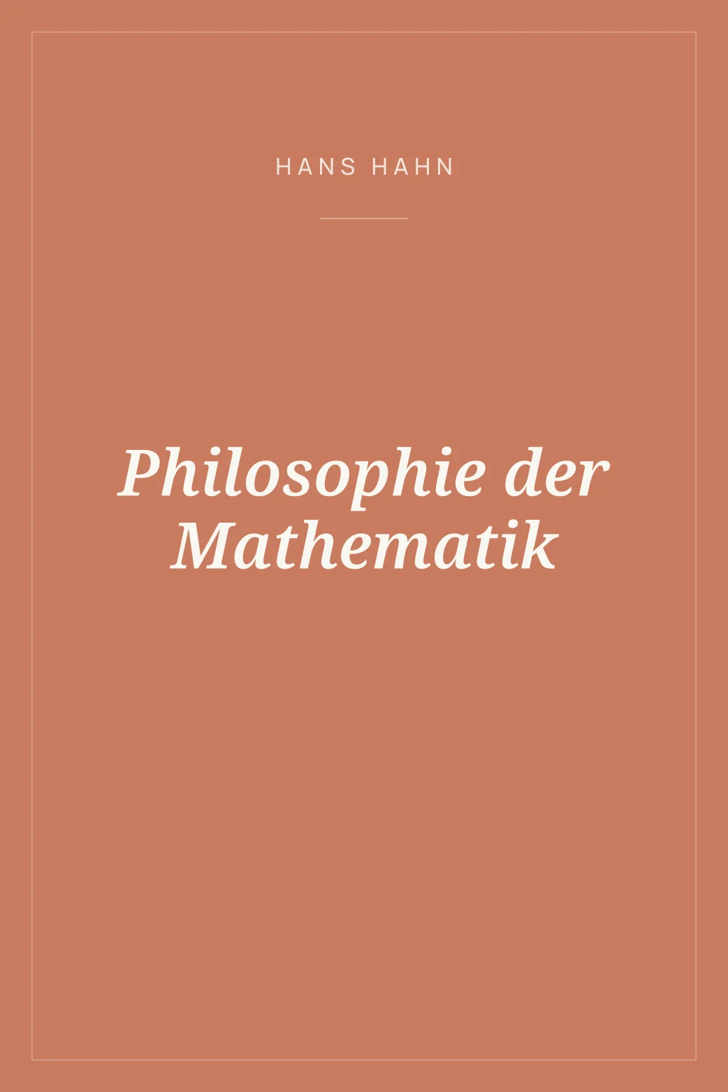 Portada de Philosophie der Mathematik