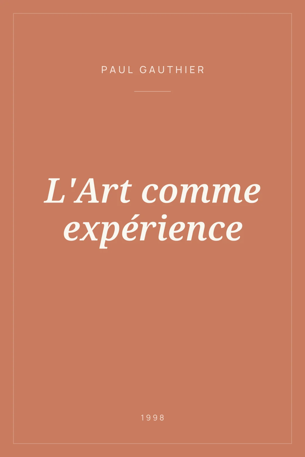 Portada de L'Art comme expérience