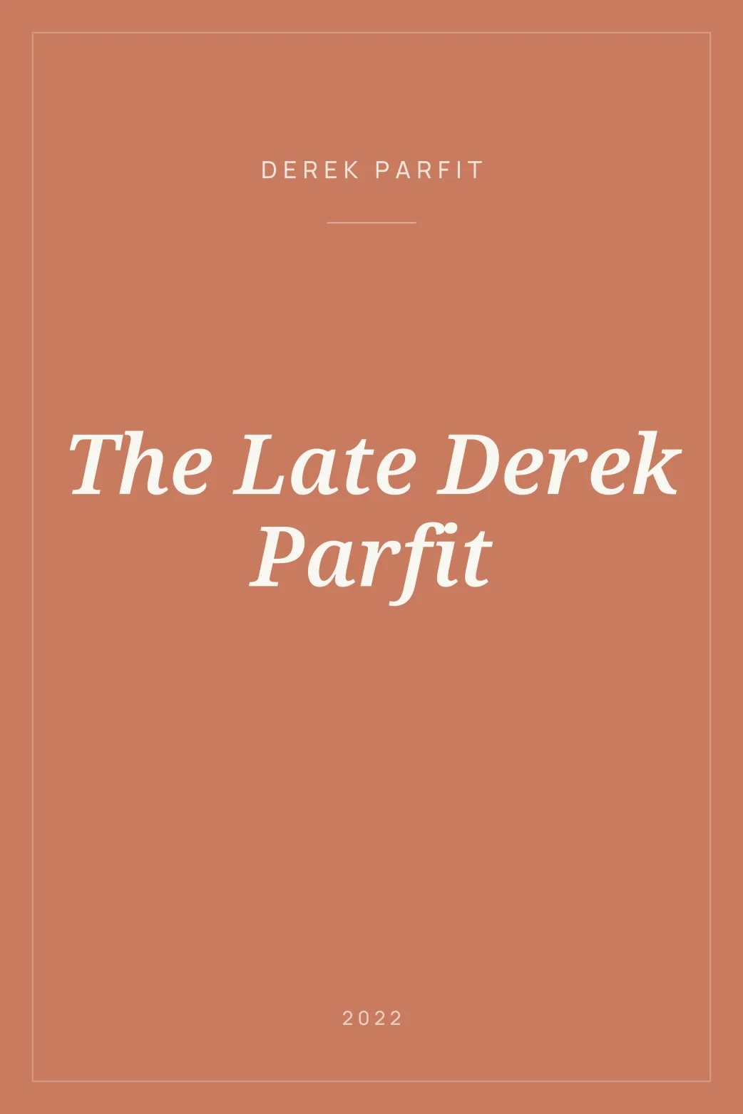 Portada de The Late Derek Parfit