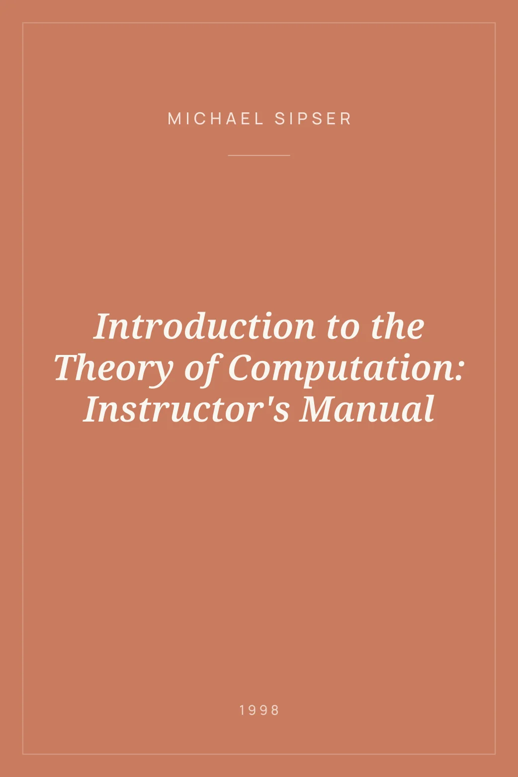 Portada de Introduction to the Theory of Computation: Instructor's Manual