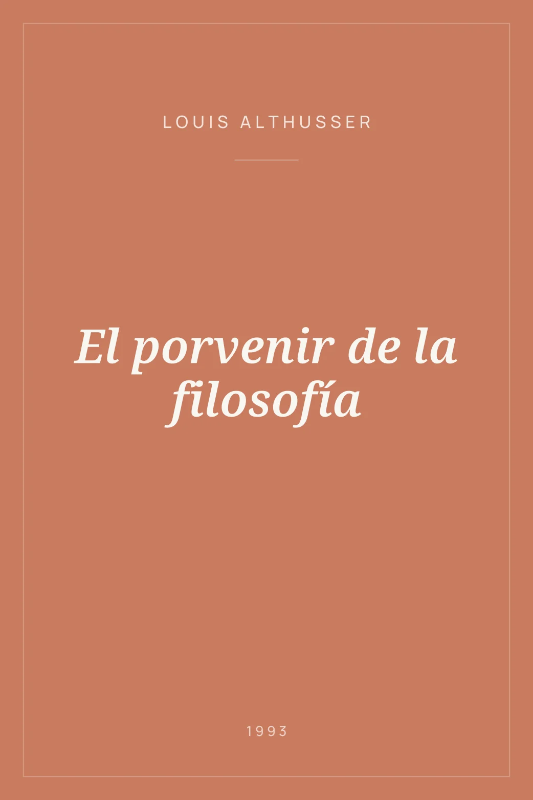 Portada de El porvenir de la filosofía