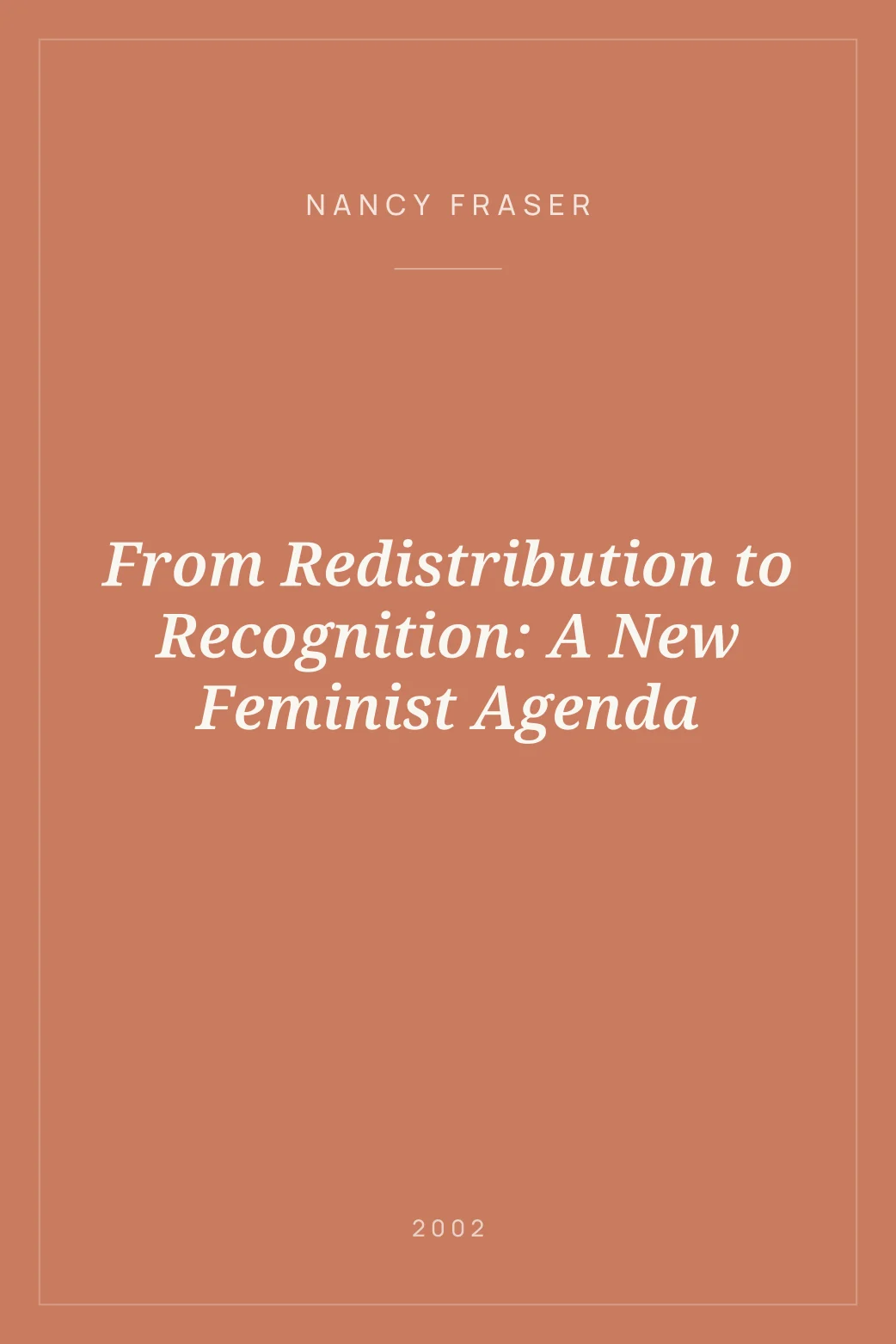 Portada de From Redistribution to Recognition: A New Feminist Agenda