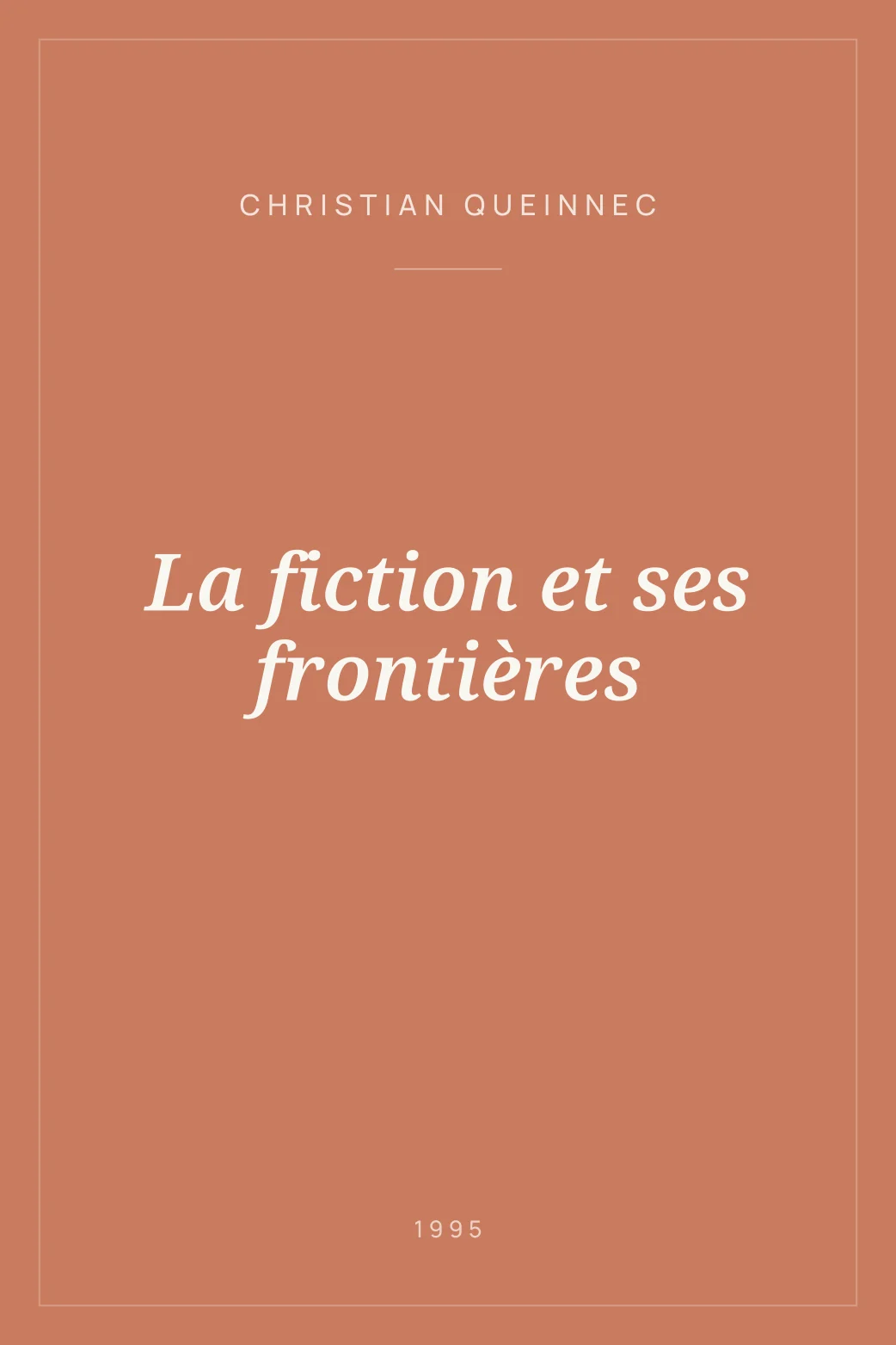 Portada de La fiction et ses frontières