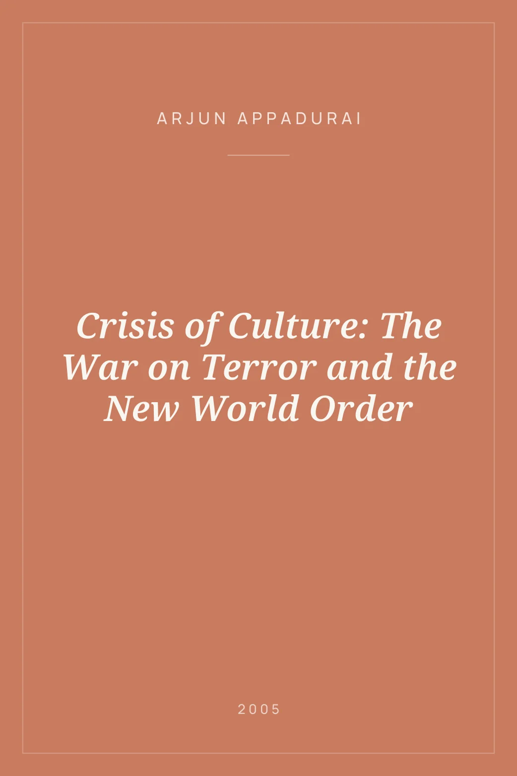 Portada de Crisis of Culture: The War on Terror and the New World Order