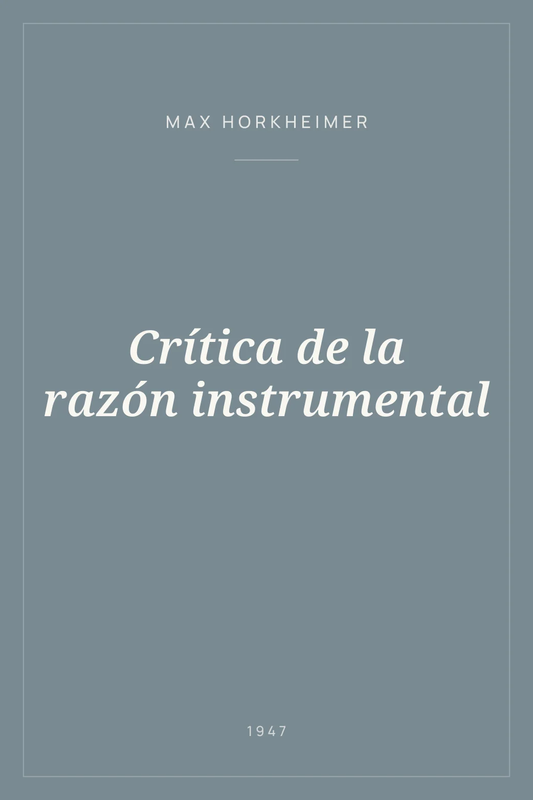 Portada de Crítica de la razón instrumental