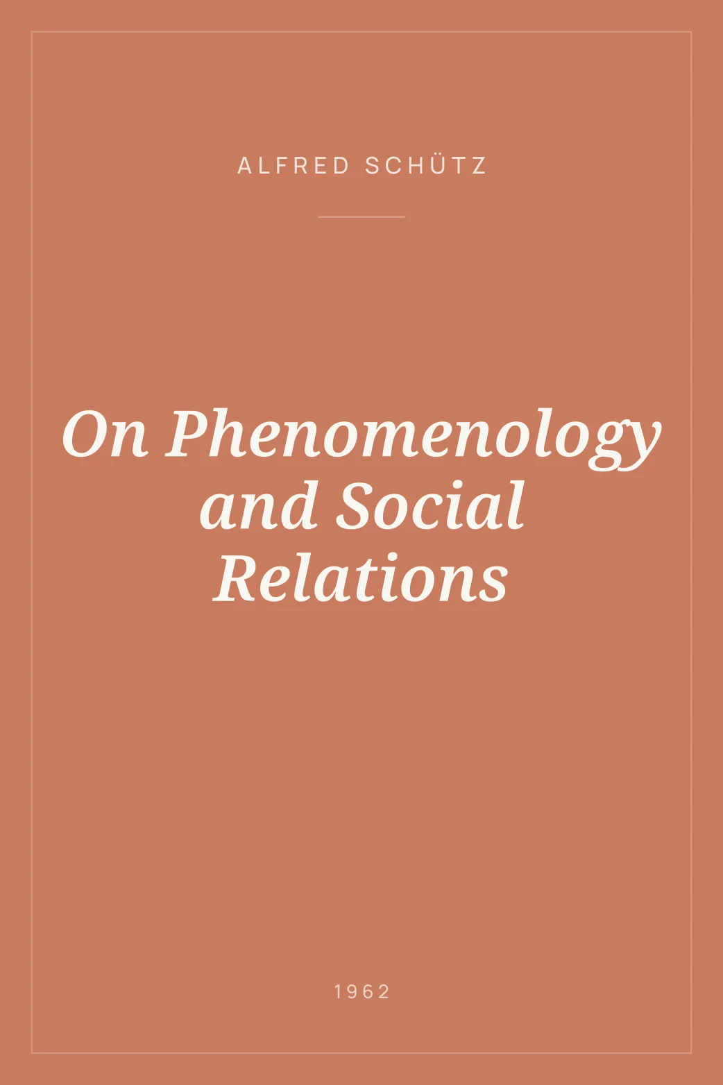 Portada de On Phenomenology and Social Relations