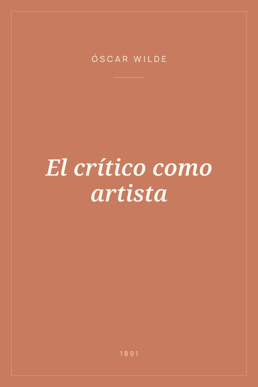 Portada de El crítico como artista