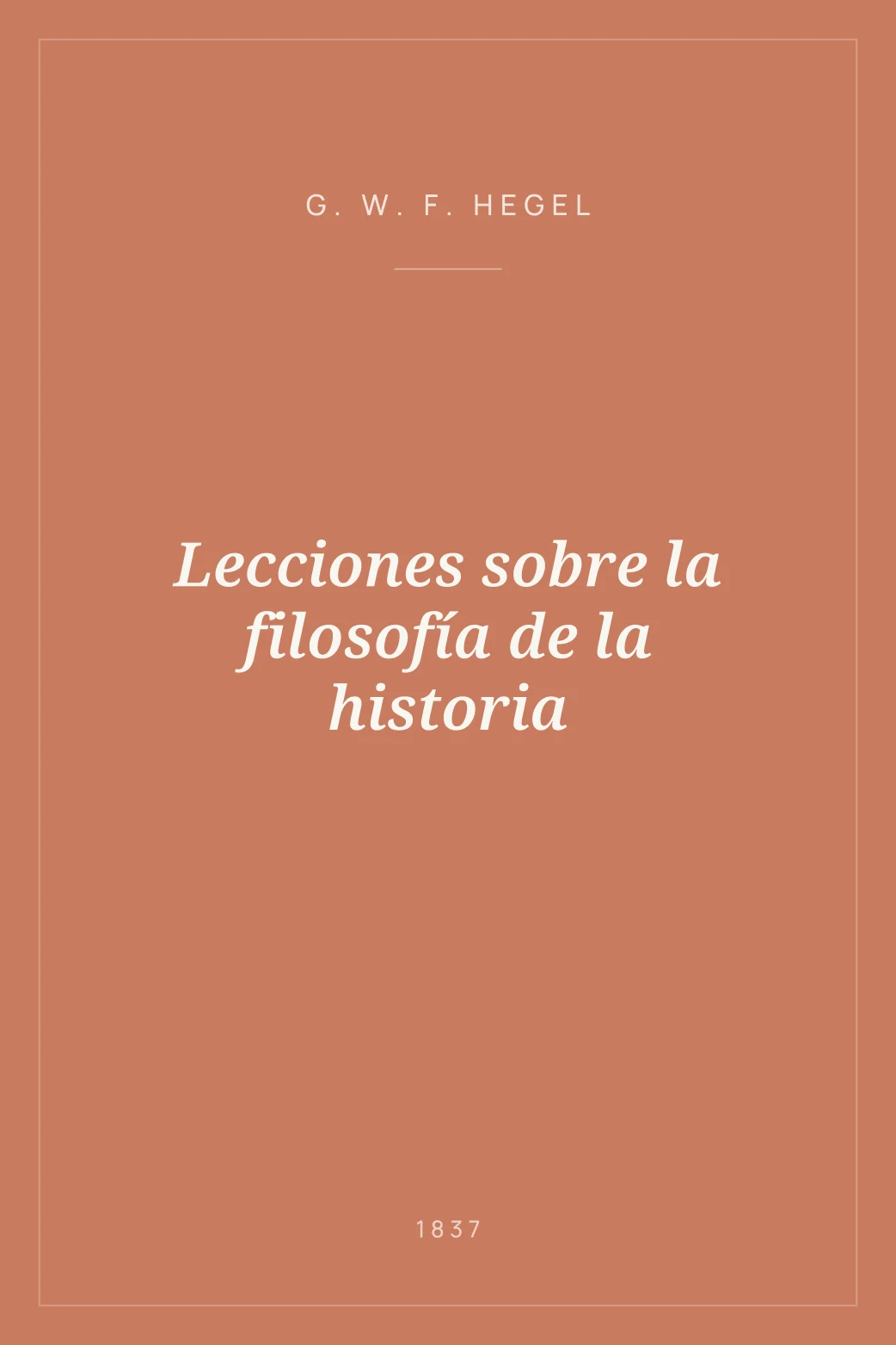 Portada de Lecciones sobre la filosofía de la historia