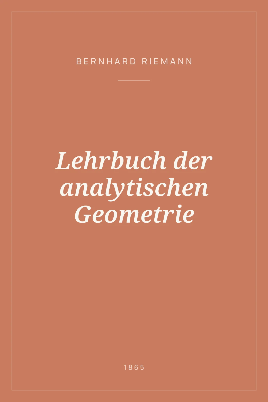Portada de Lehrbuch der analytischen Geometrie