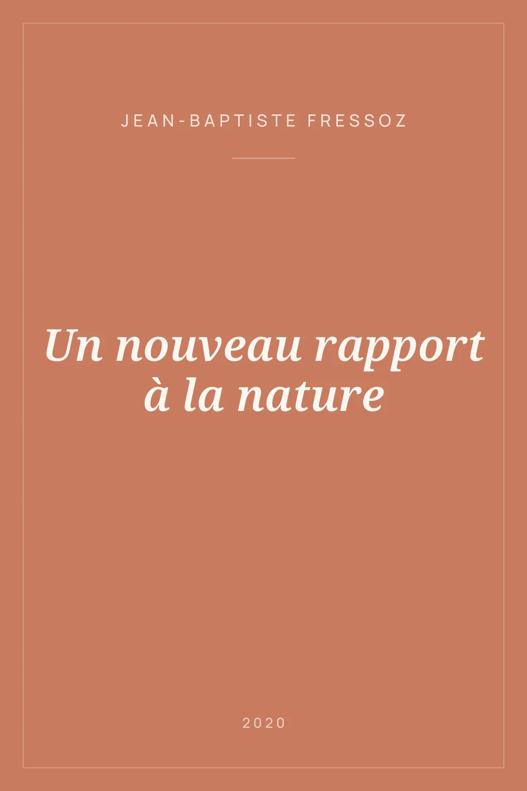 Portada de Un nouveau rapport à la nature