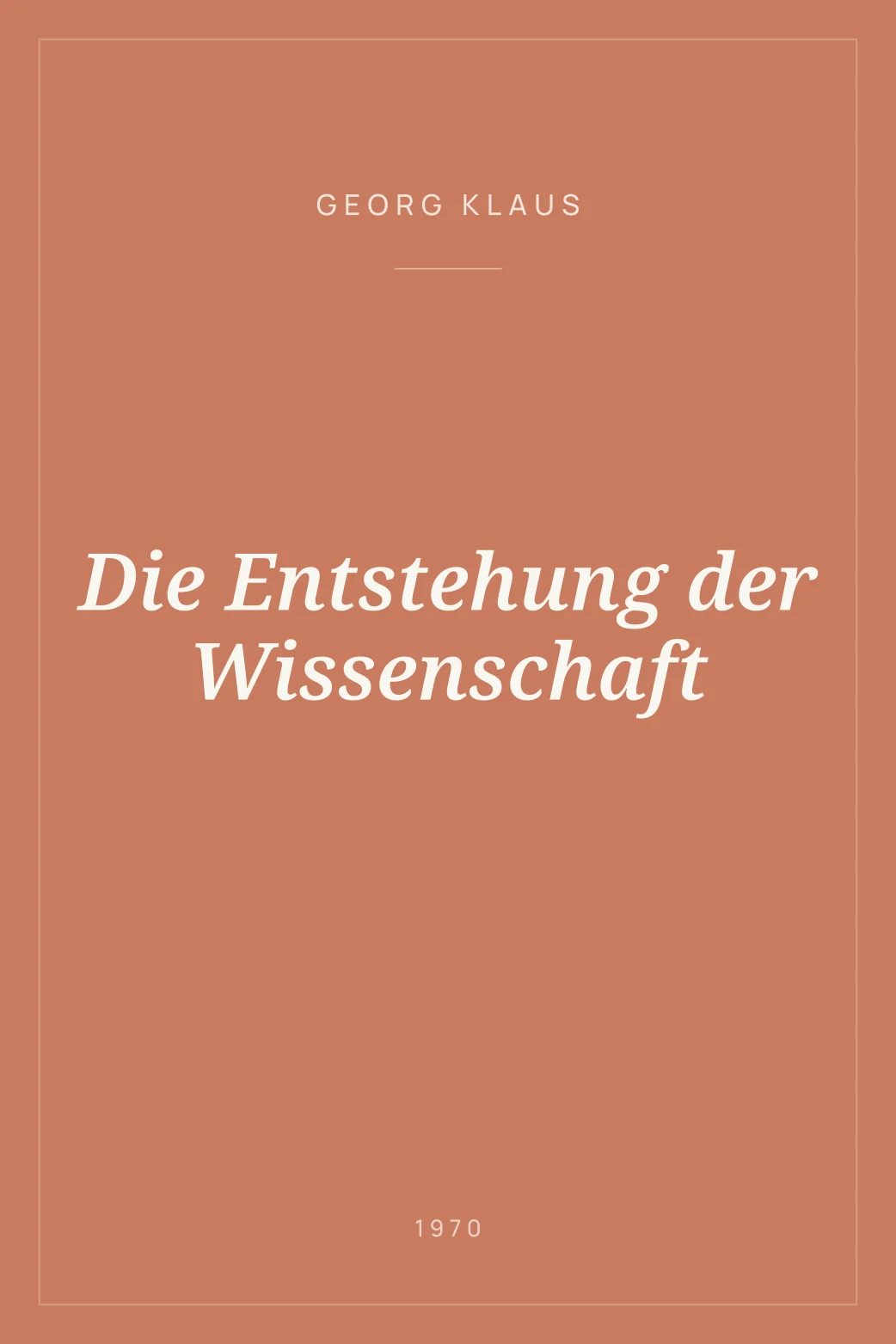 Portada de Die Entstehung der Wissenschaft