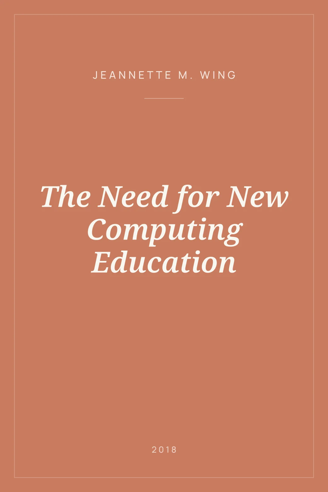 Portada de The Need for New Computing Education