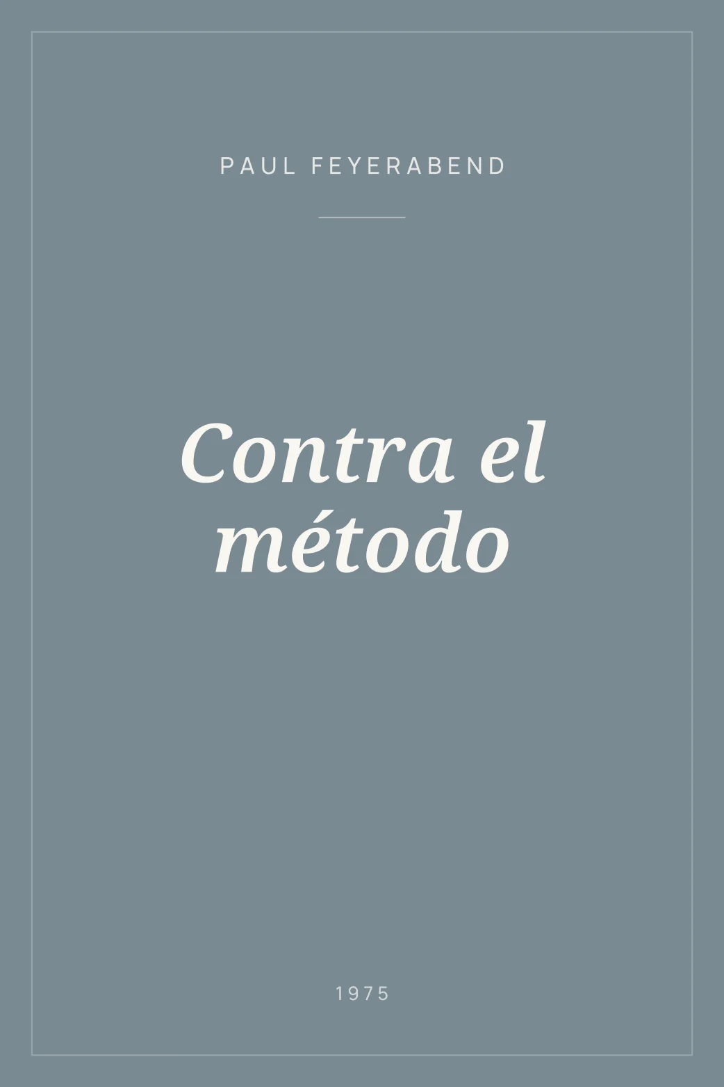 Portada de Contra el método