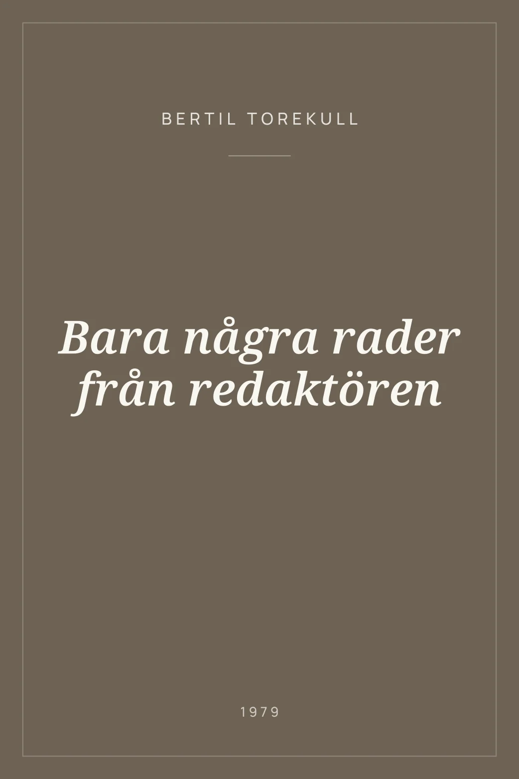 Portada de Bara några rader från redaktören