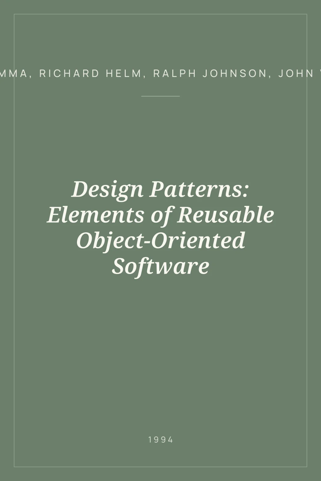 Portada de Design Patterns: Elements of Reusable Object-Oriented Software