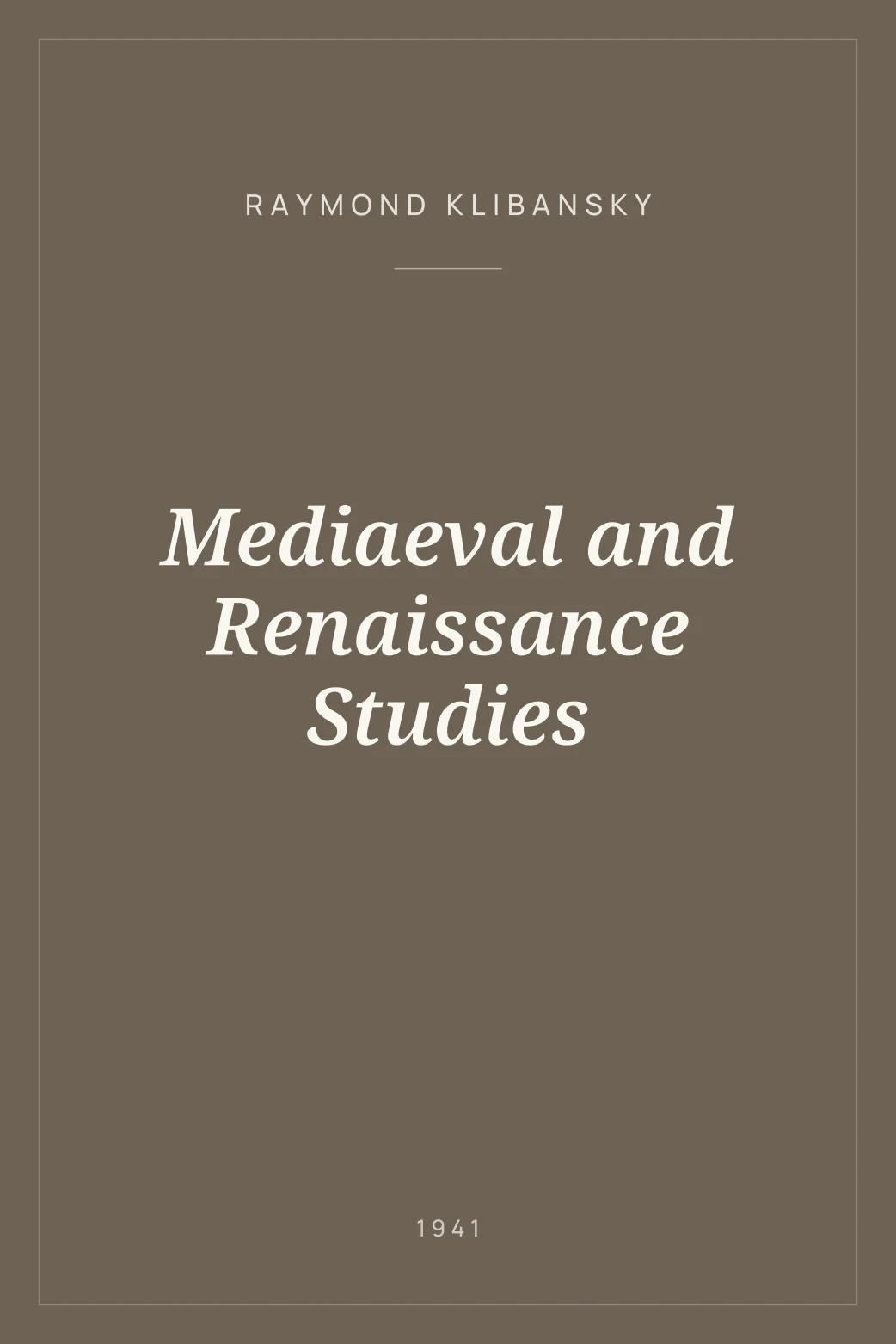 Portada de Mediaeval and Renaissance Studies