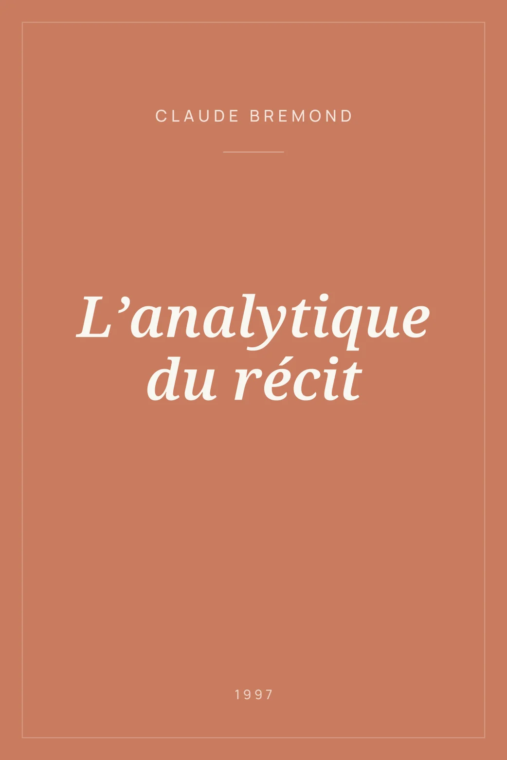 Portada de L’analytique du récit