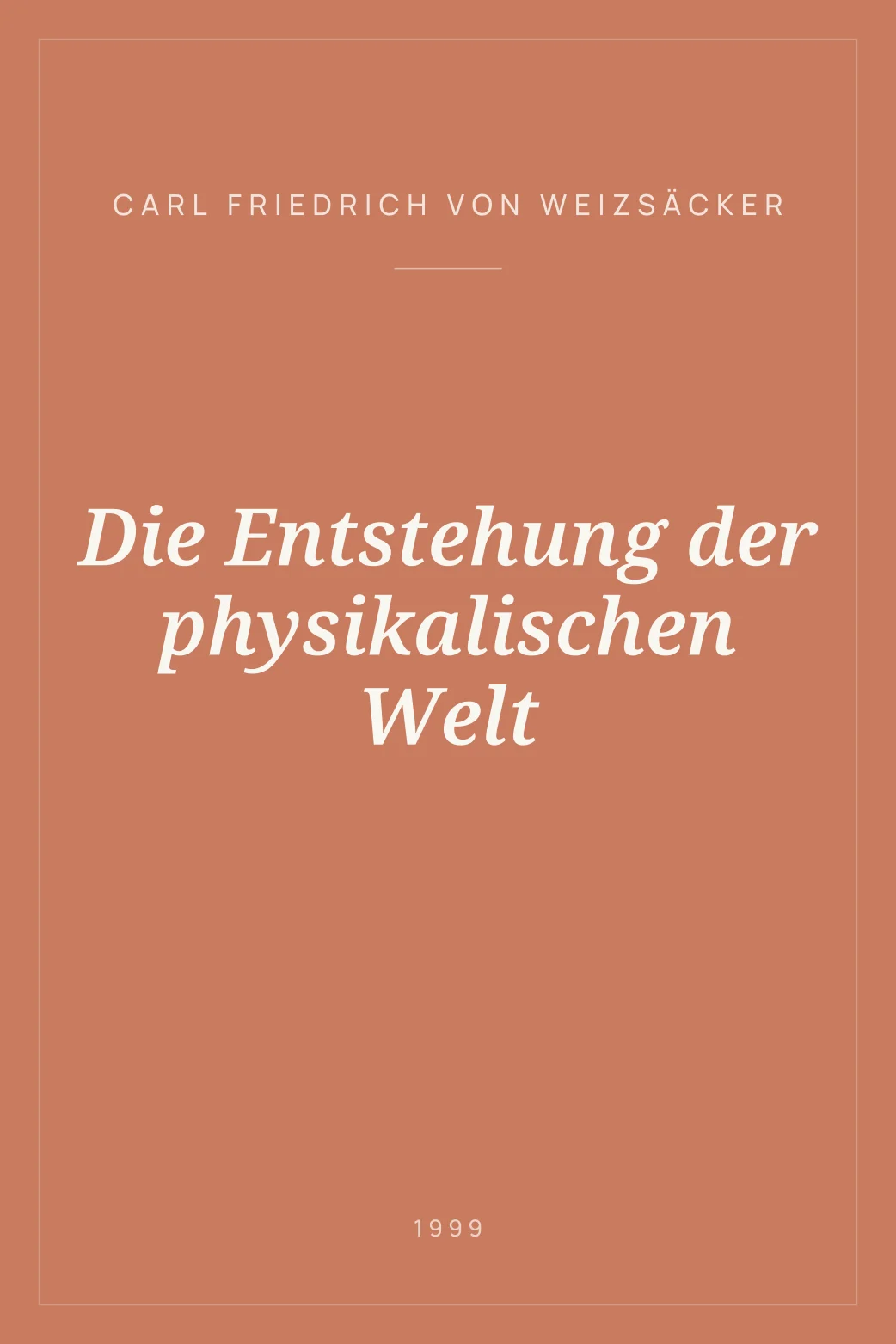 Portada de Die Entstehung der physikalischen Welt