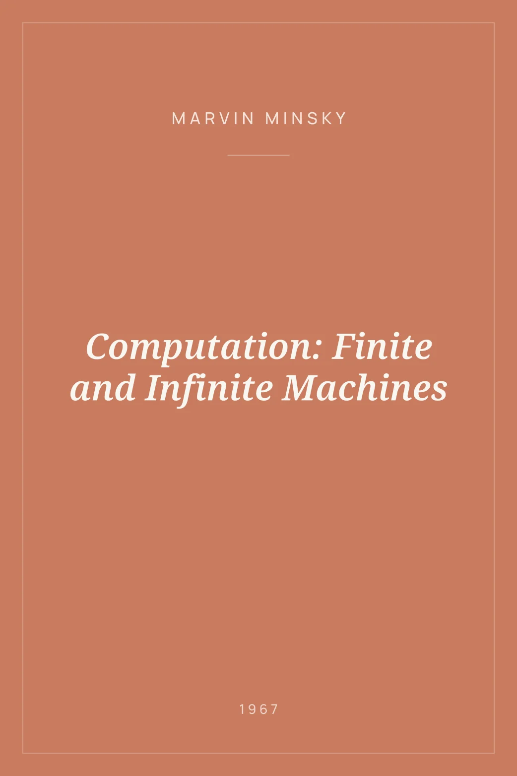Portada de Computation: Finite and Infinite Machines