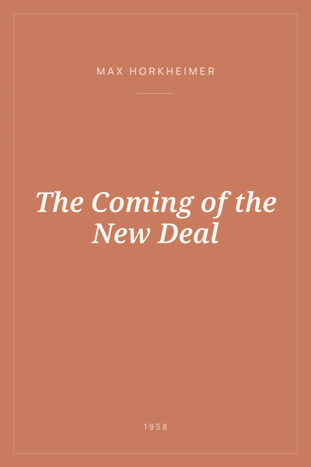 Portada de The Coming of the New Deal