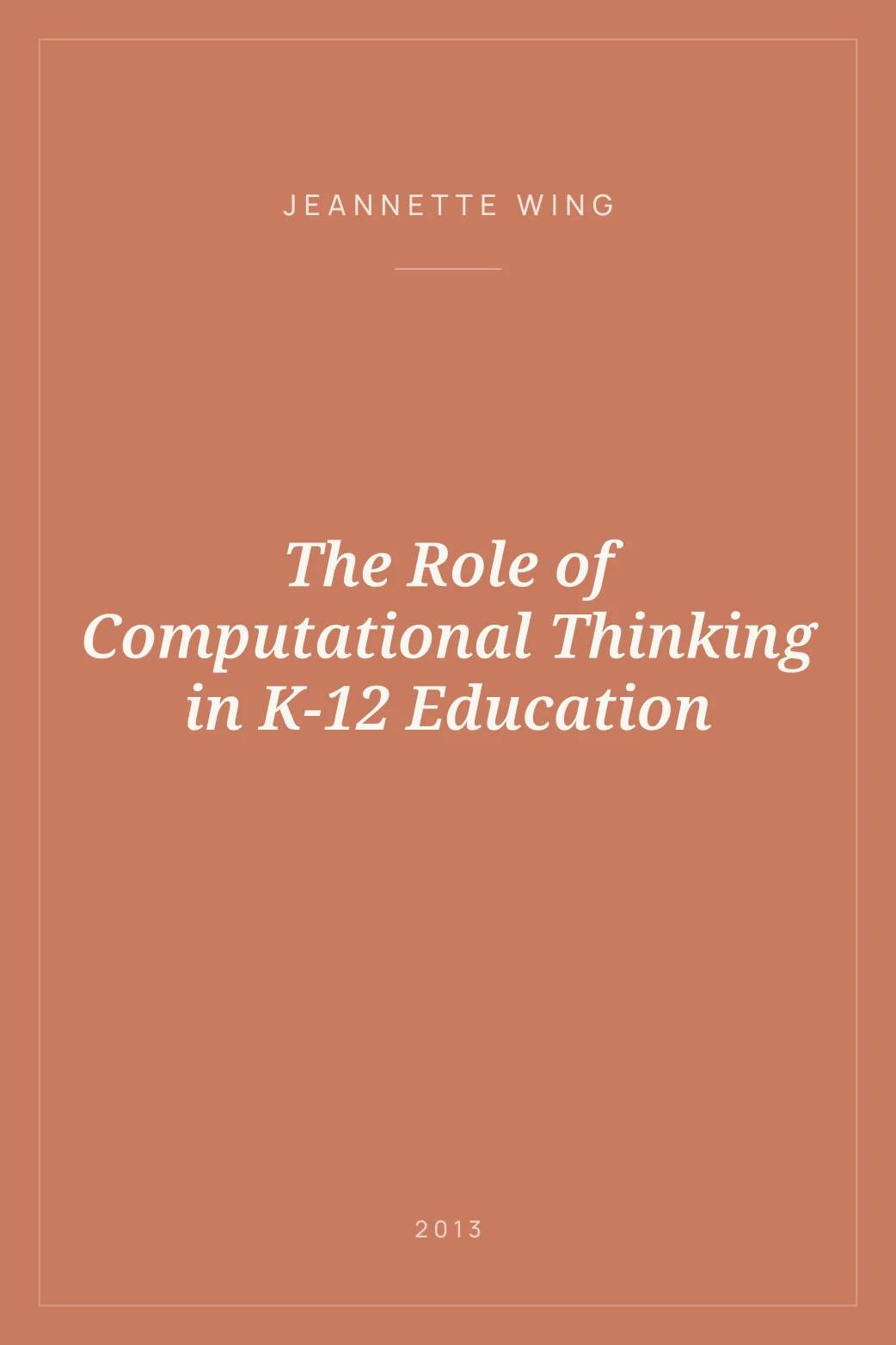 Portada de The Role of Computational Thinking in K-12 Education
