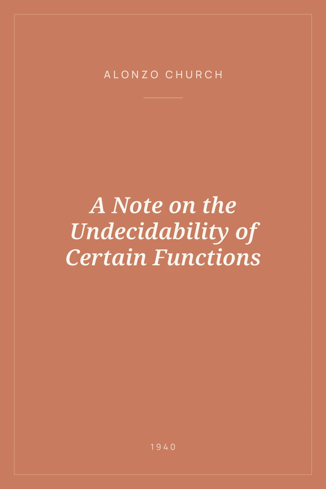 Portada de A Note on the Undecidability of Certain Functions