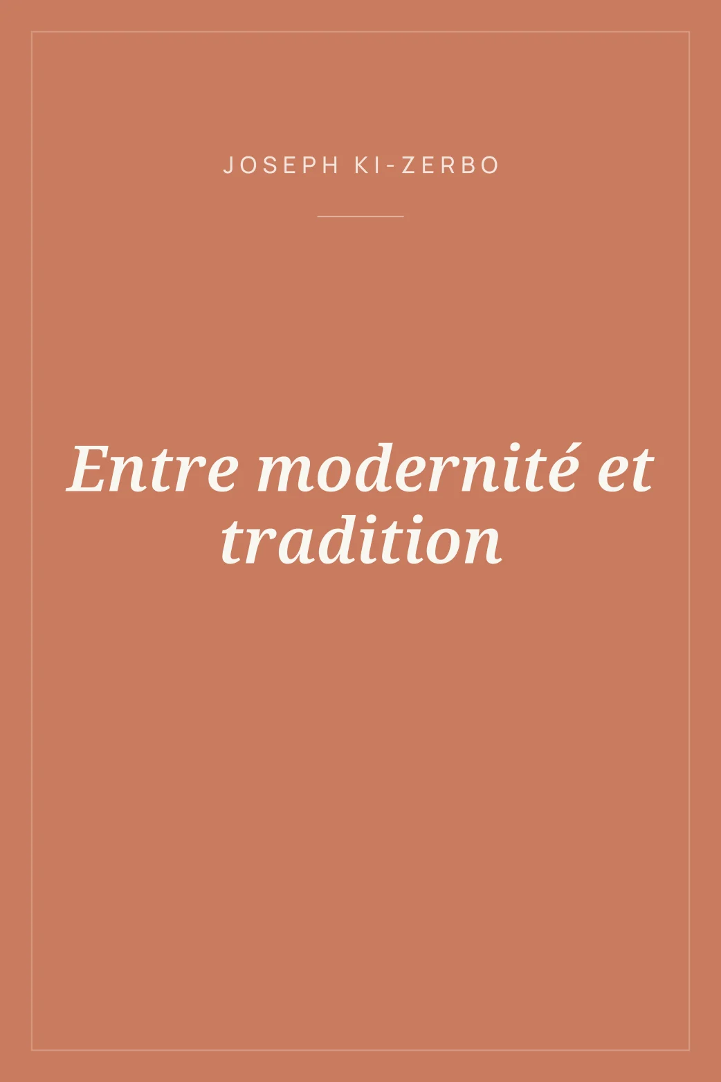 Portada de Entre modernité et tradition